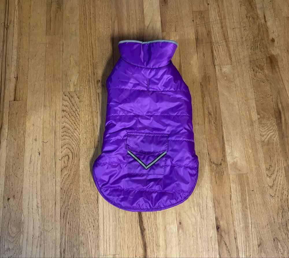 Kurgo Loft Purple Dog Jacket Coat Fleece Lined Reflective Pocket, size L Large